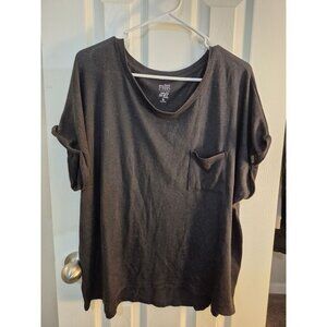 Womens Black Top with Pocket, XL